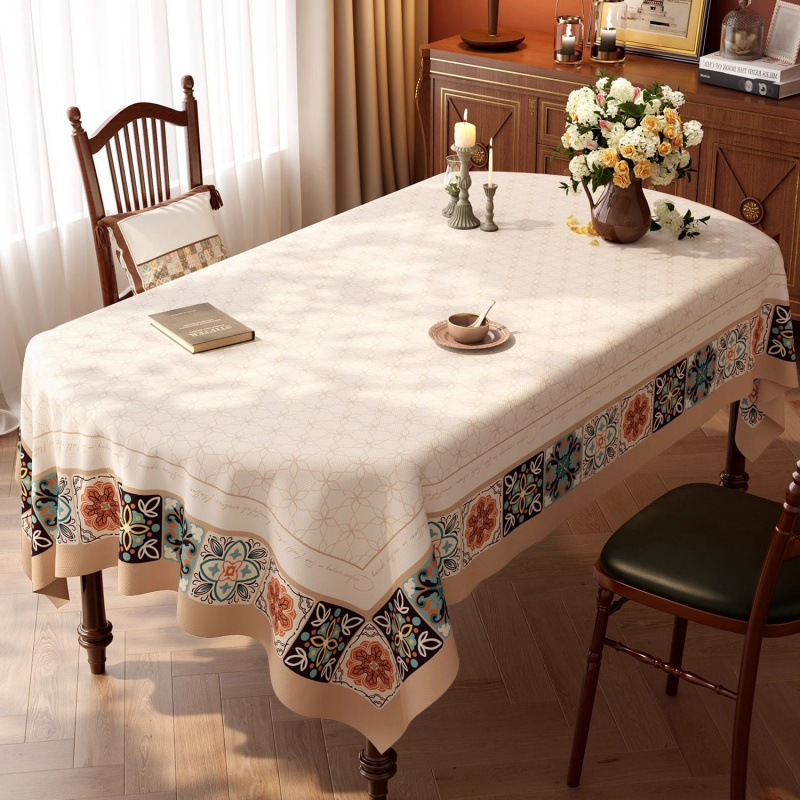 Покривка за маса PVC, водоустойчива и маслоустойчива, геометричен и флорален принт, правоъгълна