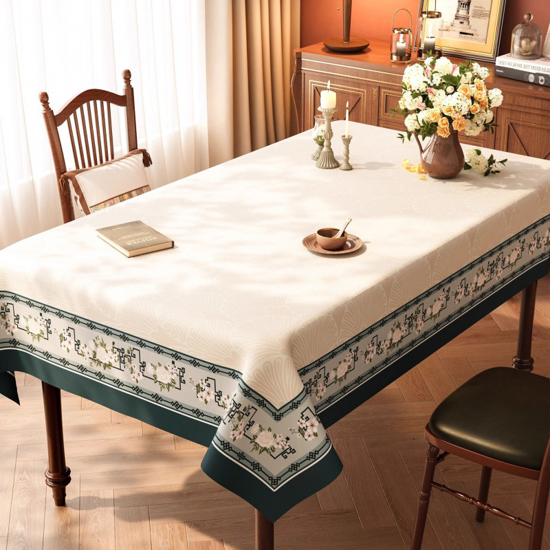 Покривка за маса PVC, водоустойчива и маслоустойчива, геометричен и флорален принт, правоъгълна