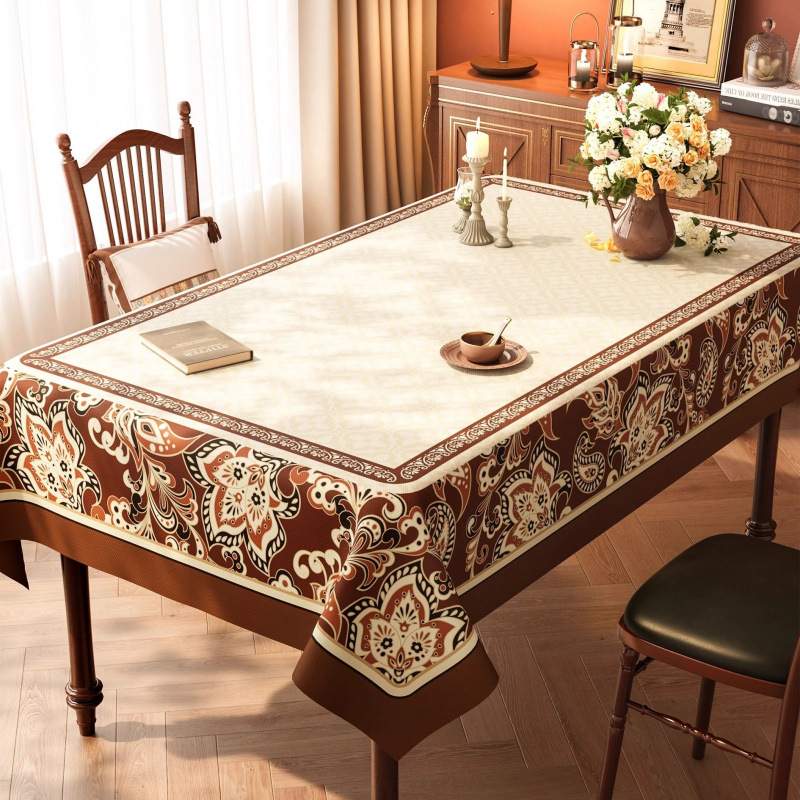 Покривка за маса PVC, водоустойчива и маслоустойчива, геометричен и флорален принт, правоъгълна