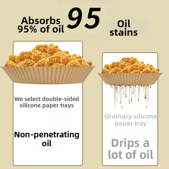 Kvadratinis silikoninis aliejinis kepimo popierius oro frituvei, 38-40 g/m²