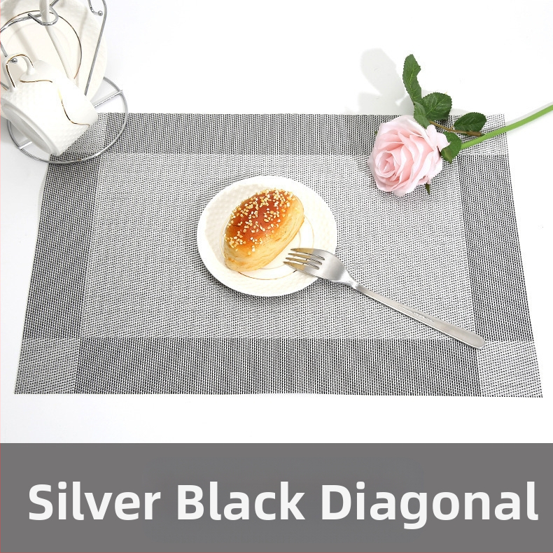 Európai stílusú modern PVC étkezési alátét diagonális dupla kerettel, vízálló, olajálló, égésálló, hőszigetelő