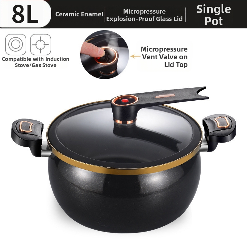 Тенджера за супи в стил преса, железна конструкция, стъклен капак, незалепващо покритие, нов китайски стил