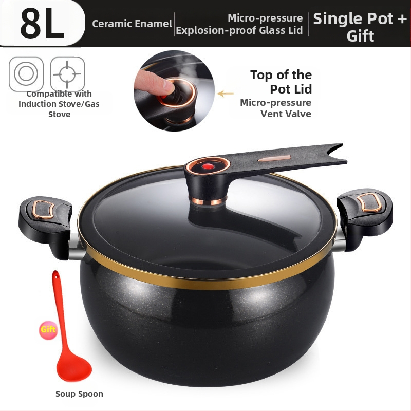 Тенджера за супи в стил преса, железна конструкция, стъклен капак, незалепващо покритие, нов китайски стил