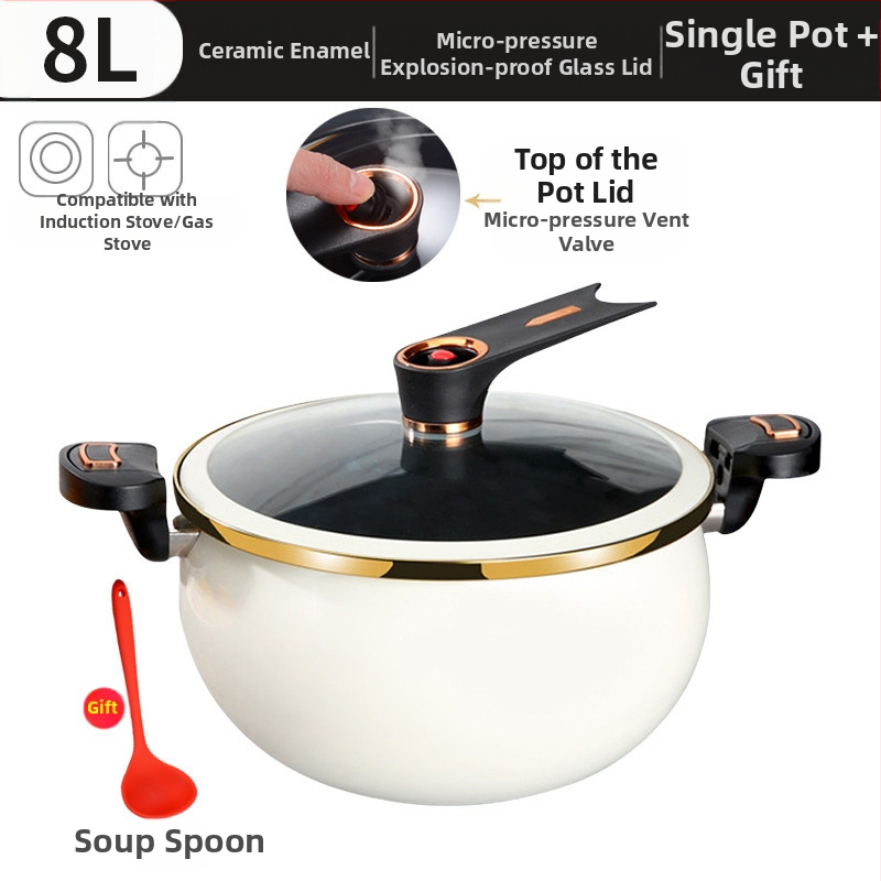 Тенджера за супи в стил преса, железна конструкция, стъклен капак, незалепващо покритие, нов китайски стил