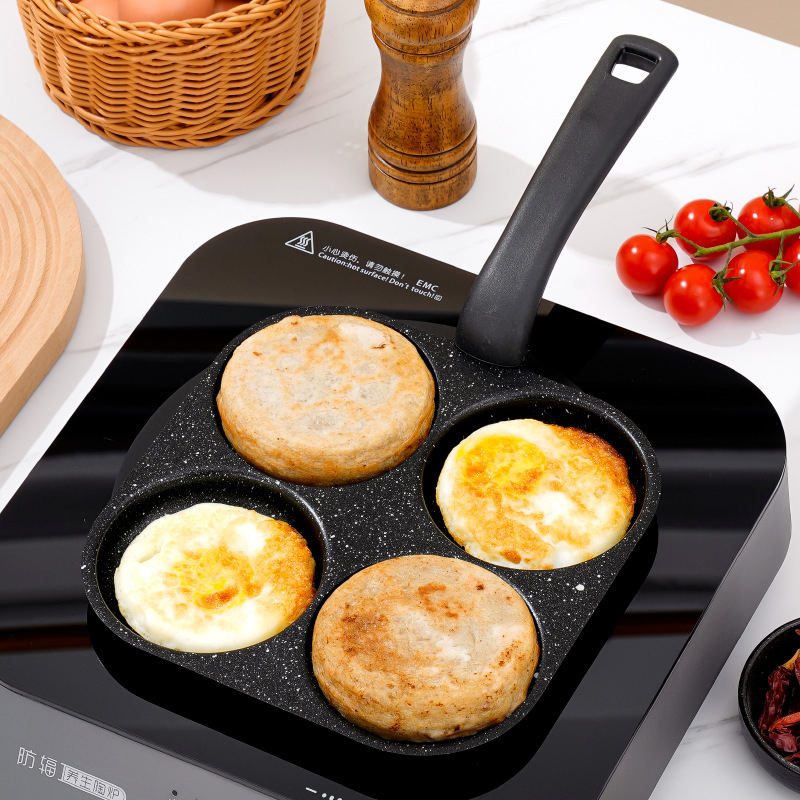 Kiaušinių keptuvė su neprilipstančia danga, iš plonojo plieno, daugiaeilių tinklelio dizainas, gylis 2 cm, svoris 350 g