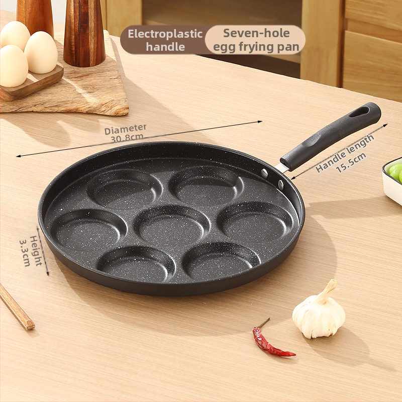 Kiaušinių keptuvė su neprilipstančia danga, iš plonojo plieno, daugiaeilių tinklelio dizainas, gylis 2 cm, svoris 350 g