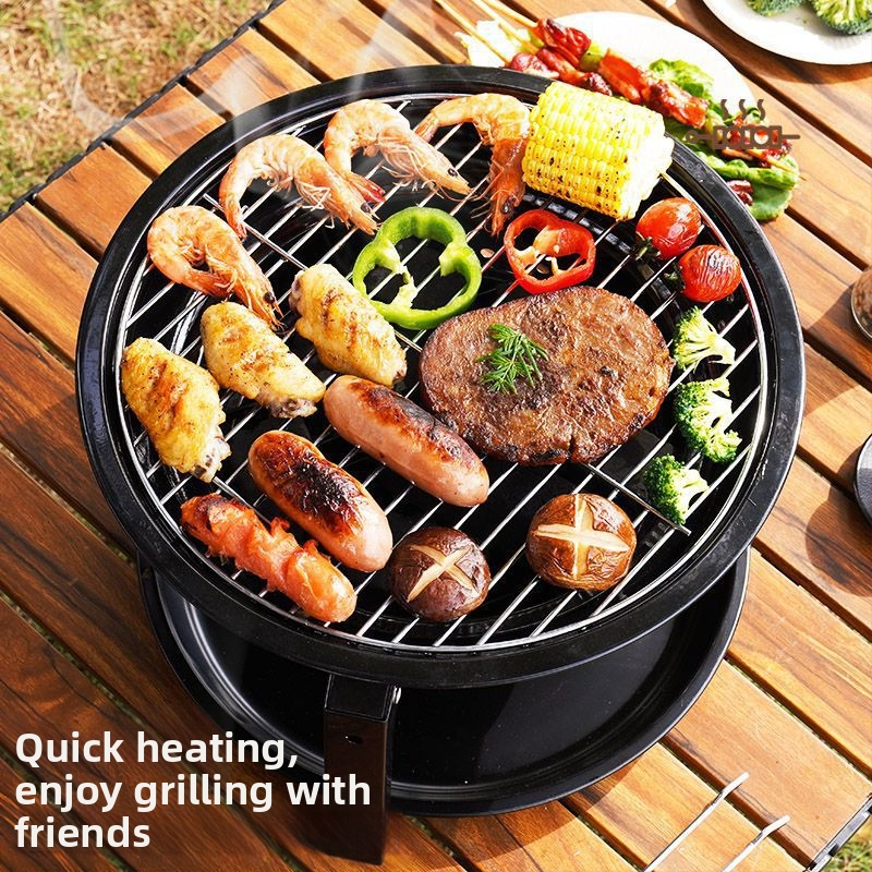 Портативен въглен грил с аркова форма, сгъваем къмпинг грил, рамка от неръждаема тел, 2,5 кг