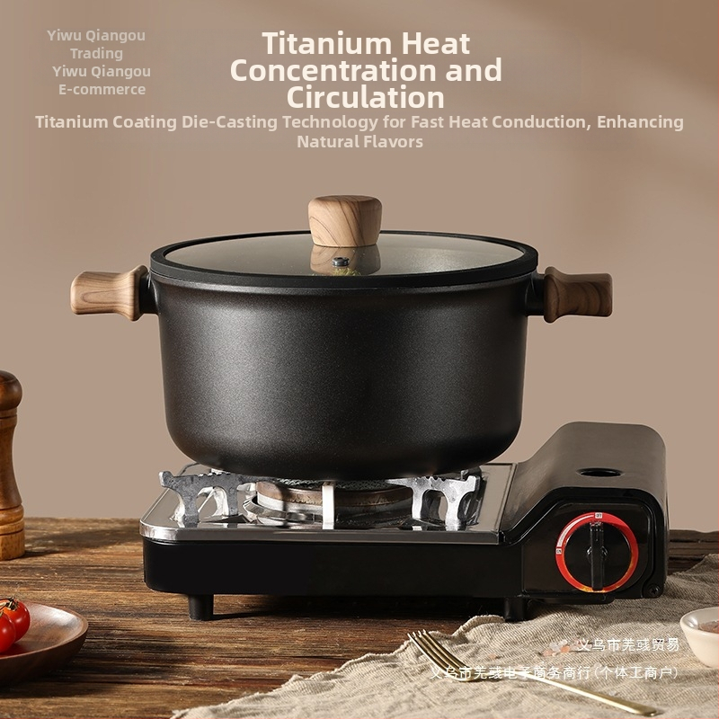 Тиган за супа с двойни дръжки, незалепващ, модел 985, обем 2.1–3 л, материал: коприна