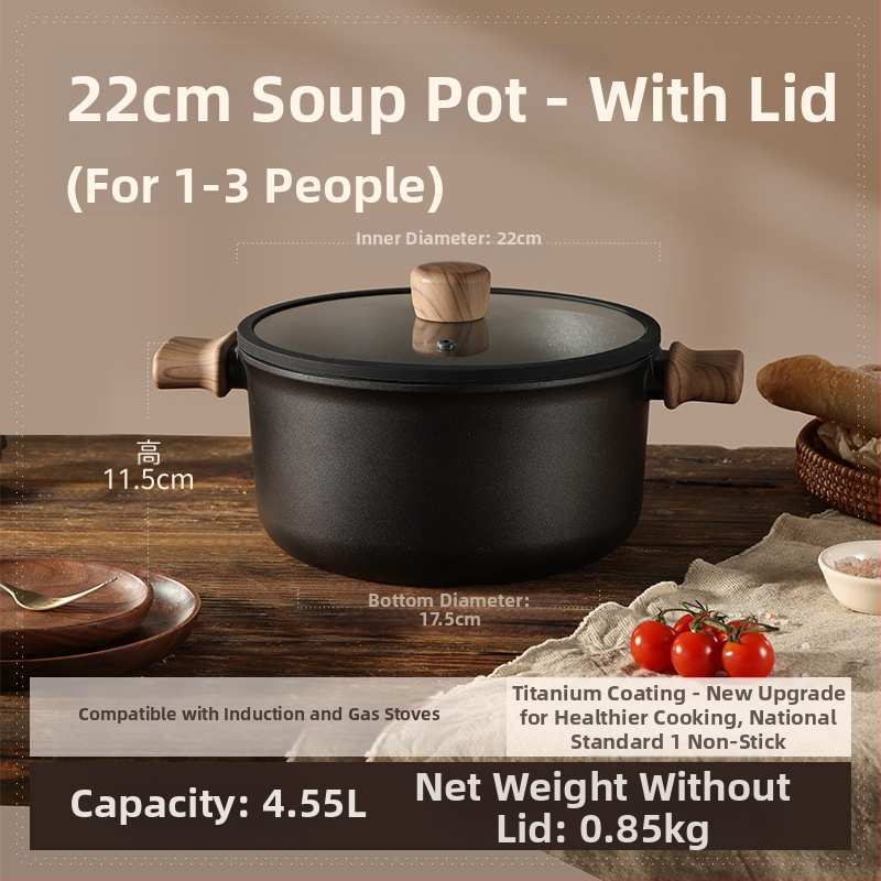 Тиган за супа с двойни дръжки, незалепващ, модел 985, обем 2.1–3 л, материал: коприна