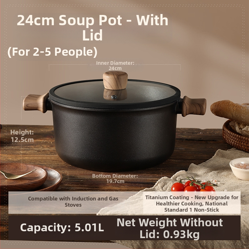 Тиган за супа с двойни дръжки, незалепващ, модел 985, обем 2.1–3 л, материал: коприна