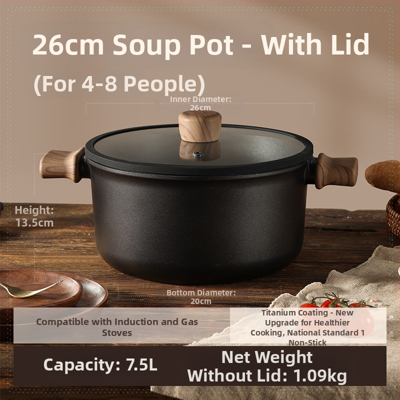 Тиган за супа с двойни дръжки, незалепващ, модел 985, обем 2.1–3 л, материал: коприна