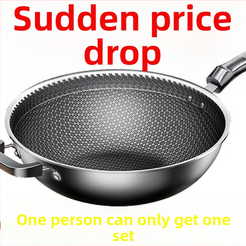 Nerūdijančio plieno wok su stiklo dangčiu, nelipus, su vienu dugnu, tinkamas bendrosioms viryklėms.