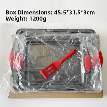 Taisnstūrveida antiadhēzējoša cepamā panna un kūkas forma, izturīga augstām temperatūrām, no oglekļa tērauda, mūsdienīgs vienkāršs dizains.