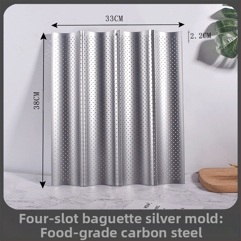 Beike Apvali bagetė kepimo forma su nelipniu denginiu iš anglies plieno; maisto kokybės; 2/3/4 kameros; tinka picai, tortui ir mousse