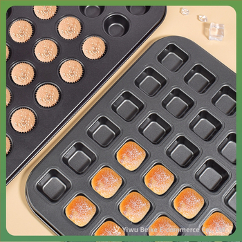 Κύκλικη φόρμα για κέικ με 48 θήκες, από ενισχυμένο χάλυβα άνθρακα με αντικολλητική επίστρωση, κατάλληλη για ψήσιμο κέικ, μούς και μικρά γλυκίσματα