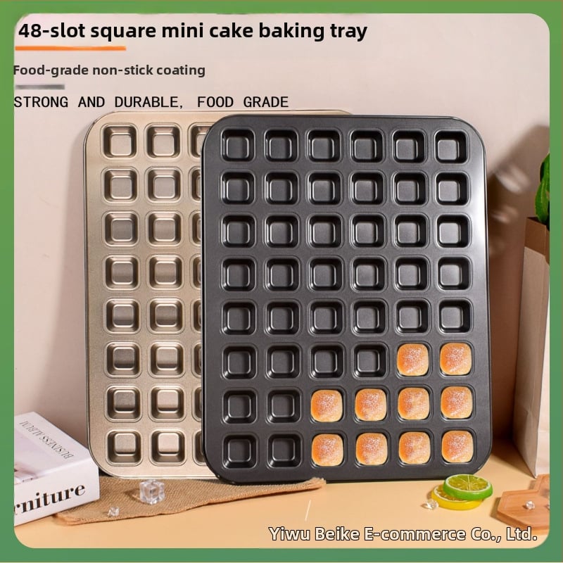 Apskrito keksiukų formos su 48 skylėmis, iš kietinto plieno su nelipniu paviršiumi; skirta kepimui keksiukams, mousse ir mažiems tortams