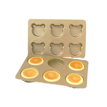 Šešių kamerų apvalus kepimo formos su dangteliu, skirtos anglų mufinams, japoniškiems raudųjų pupelių bandelėms, hamburgerio bandelėms ir duonai