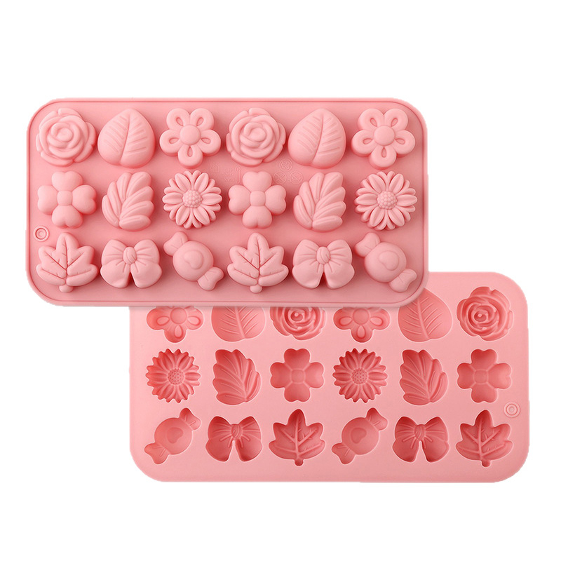 Silikona forma ar 18 atverēm ziedu un zāles rakstam – DIY augļu želejām, fondantam, ziepēm un vaska pērlītēm