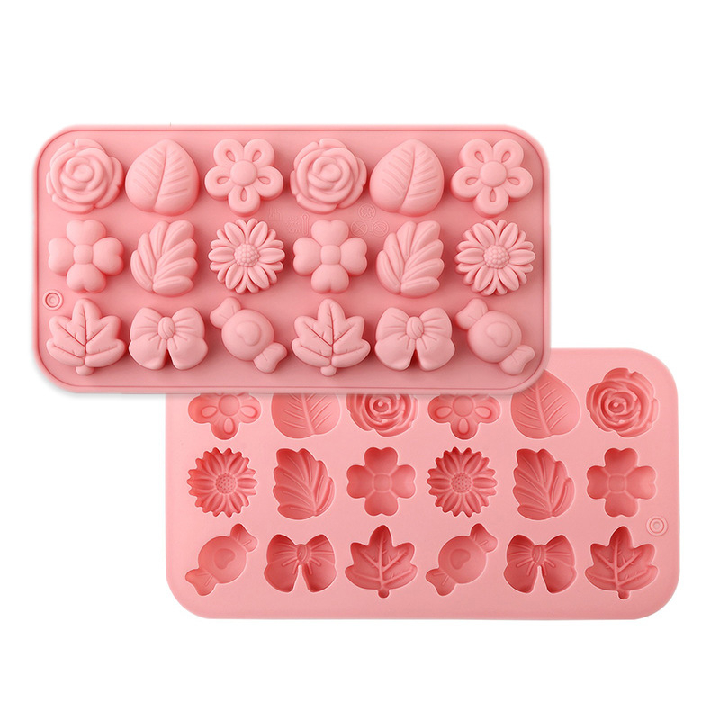 Silikona forma ar 18 atverēm ziedu un zāles rakstam – DIY augļu želejām, fondantam, ziepēm un vaska pērlītēm