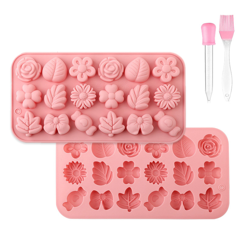 Silikona forma ar 18 atverēm ziedu un zāles rakstam – DIY augļu želejām, fondantam, ziepēm un vaska pērlītēm