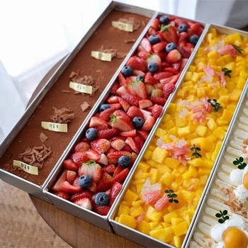 Stačiakampė tiramisu forma iš nerūdijančio plieno, su matavimo skale, atsiejama