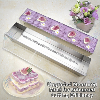 Stačiakampė tiramisu forma iš nerūdijančio plieno, su matavimo skale, atsiejama