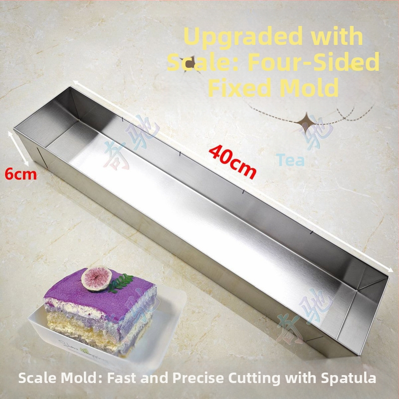 Stačiakampė tiramisu forma iš nerūdijančio plieno, su matavimo skale, atsiejama