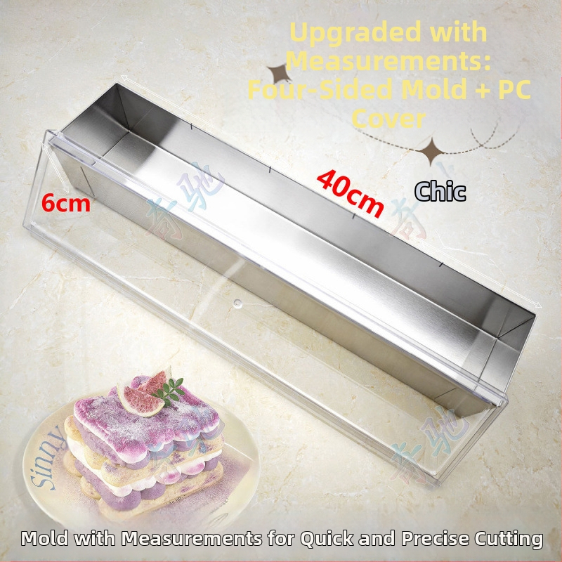 Stačiakampė tiramisu forma iš nerūdijančio plieno, su matavimo skale, atsiejama