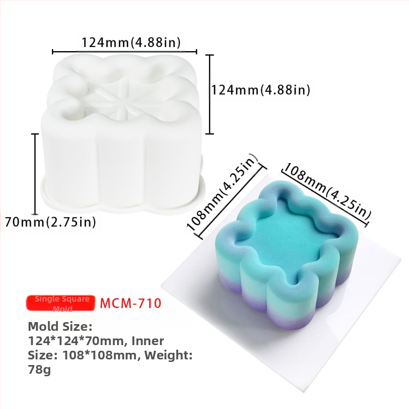 Silicone forma moussei ir šokoladui su 6 skyreliais ir įvairiomis formomis (žvaigždutės, Rubiko kubas, širdis); tinkama fondantui, rankų darbo muilams ir kvapiosioms žvakėms.