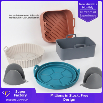Saliekams silikona komplekts gaisa fritētājam, mikroviļņu krāsnij cepšanai un cepamais paklājiņš, pārtikas klases silikons