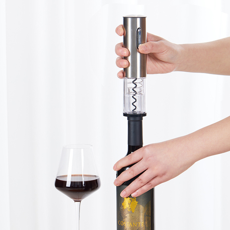 Elektrisks vīna pudeles atvērējs, piecu daļu komplekts no nerūsējoša tērauda, logotipa drukāšana, privātais zīmols