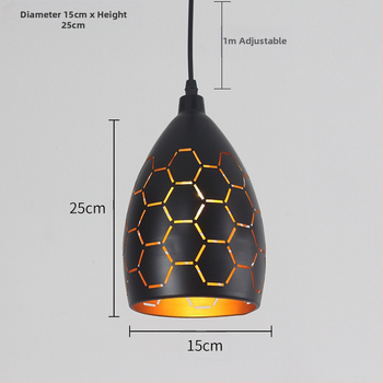 Железен полилей, ретро индустриален стил, LED осветление, 220V, обхват 10–15㎡