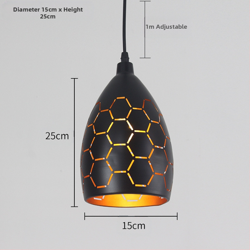 Железен полилей, ретро индустриален стил, LED осветление, 220V, обхват 10–15㎡