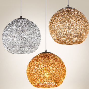 Скандинавски висящ полилей с алуминиева телена топка, LED осветление, регулируема височина, подходящ за помещения 5–10 м²