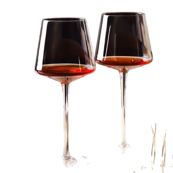 Stiklinė kvadratinė vyno taurelė be švino, modernus minimalistinis stilius, logotipo spausdinimas.