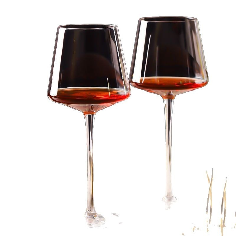 Stiklinė kvadratinė vyno taurelė be švino, modernus minimalistinis stilius, logotipo spausdinimas.