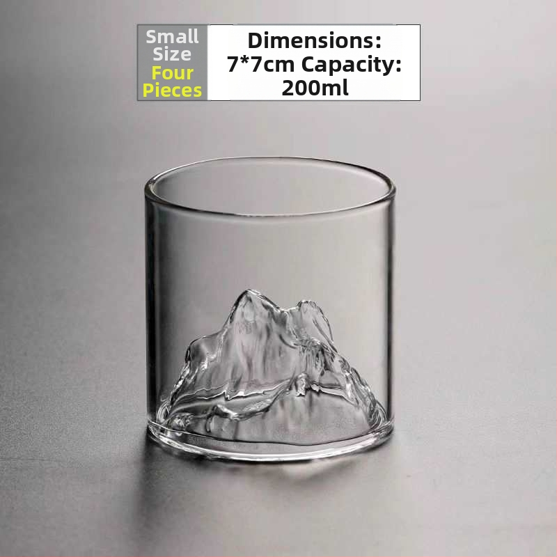 Termo atsparus stiklo puodelis japonų stiliuje su Fudžio motyvu ir ledinio rašto dizainu, apvalios formos