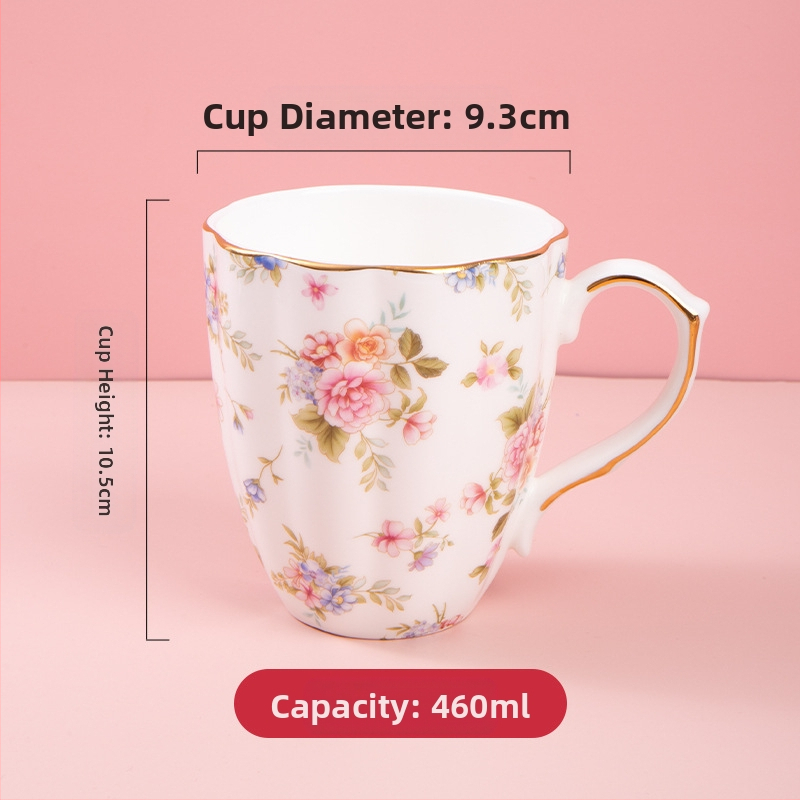 Kavos puodelis iš kaulinio porceliano, su daugiau nei 36% kaulinio miltelių, netaisyklingos formos, gėlių raštas, aukšta temperatūros atsparumas, logotipo spausdinimas įmanomas