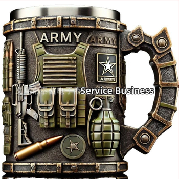 3D военна чаша за кафе от смола, изделия от смола, картонена опаковка