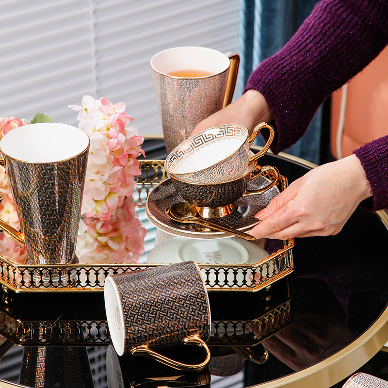 Meidao kaulo porceliano kavos puodelis, lengvasis prabangos retro stilius, pritaikomas, dovanų dėžutėje