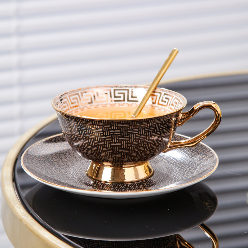 Meidao kaulo porceliano kavos puodelis, lengvasis prabangos retro stilius, pritaikomas, dovanų dėžutėje