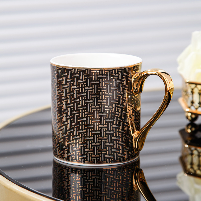 Meidao kaulo porceliano kavos puodelis, lengvasis prabangos retro stilius, pritaikomas, dovanų dėžutėje