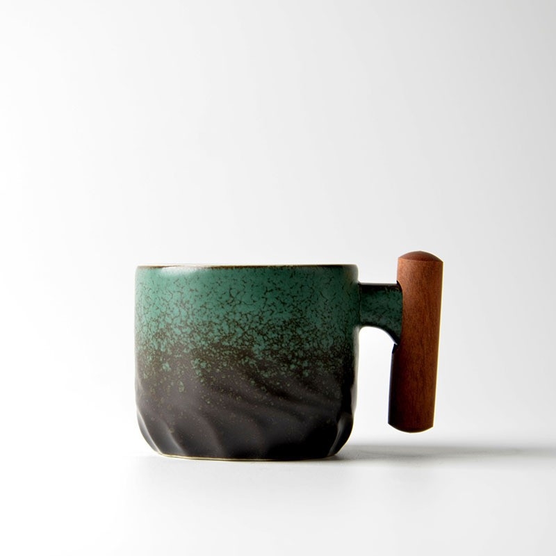 Κεραμική κούπα καφέ με λαβή – ιαπωνικού στυλ, ρετρό γλάσο καμίνι, αντι-κάψιμο, για οικιακή χρήση.