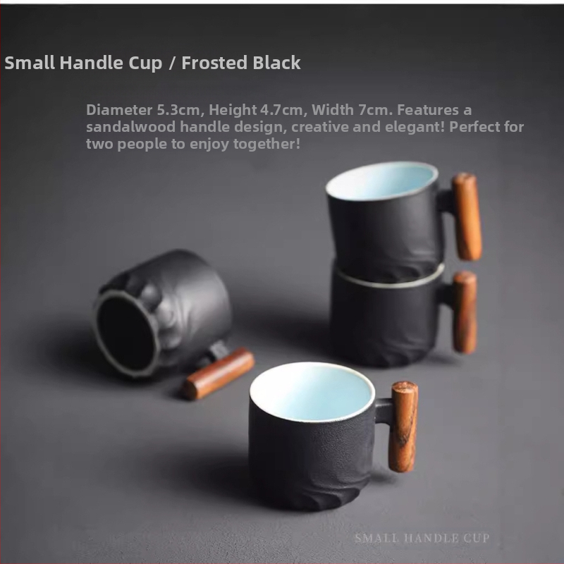 Keramická šálka na kávu s držadlom – japonský štýl, glazúra z pece, proti popáleninám, pre domáce použitie.