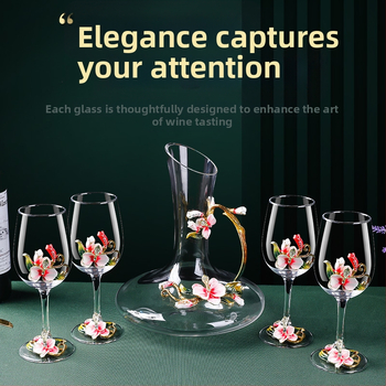 Aukštos kokybės stiklo vyno taure su besisukančiu dekantatoriumi ir Phalaenopsis dizainu – 1 dalių gėrimų komplektas (2025 išleidimas)