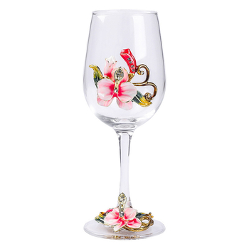 Aukštos kokybės stiklo vyno taure su besisukančiu dekantatoriumi ir Phalaenopsis dizainu – 1 dalių gėrimų komplektas (2025 išleidimas)