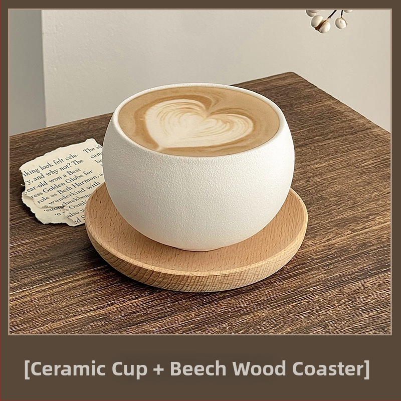 Kavos puodelis su retro akmens raštu, japoniško stiliaus, paprastas dizainas (japoniško stiliaus; paprastas dizainas; vienetinė pakuotė; pirmosios klasės kokybė)