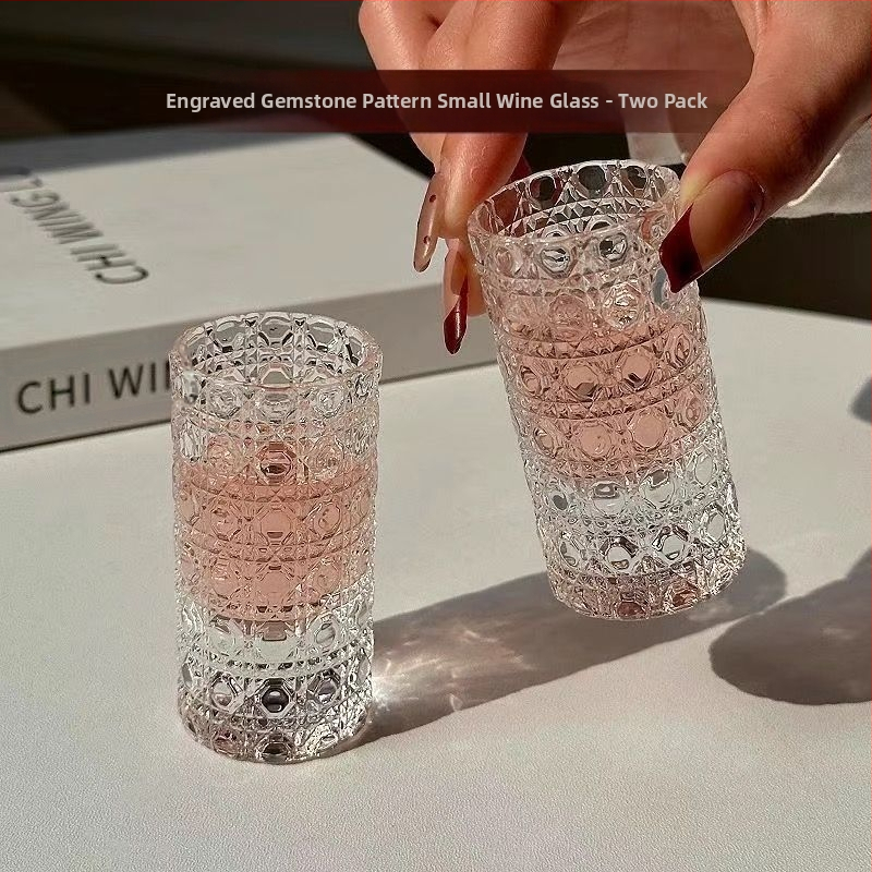 Kokteilinė stiklinė, stiklo korpusas su brangakmenių raštu, šviesus prabanga-retro stilius, talpa virš 1000 ml