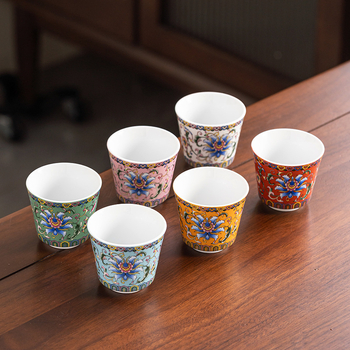 Keraminė emaliuota arbatos taurelė – kinų stiliaus, paprastas dizainas, tinkama dovana, skirti gimtadieniams ir kelionėms