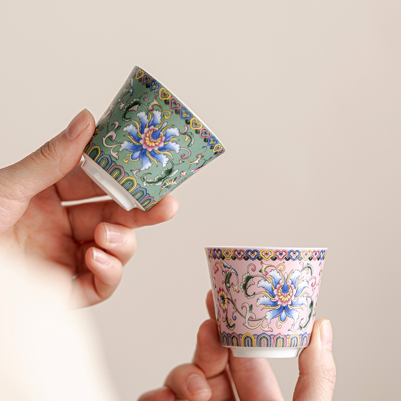 Keraminė emaliuota arbatos taurelė – kinų stiliaus, paprastas dizainas, tinkama dovana, skirti gimtadieniams ir kelionėms